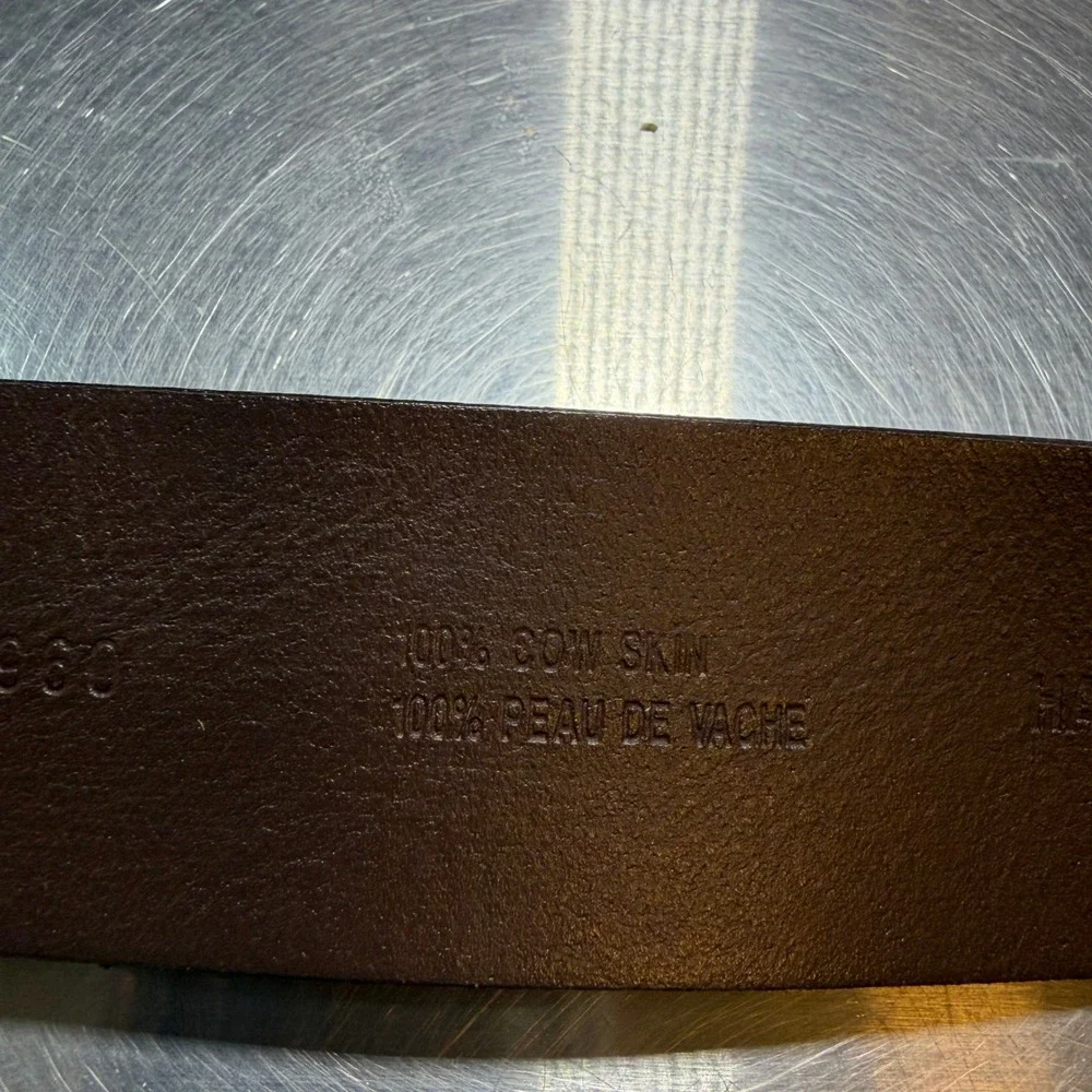 Hugo Boss Brown‎ Leather Belt Silver Buckle 95-36 Made In Romania